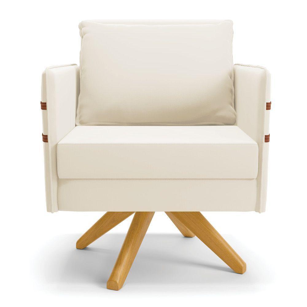 Kit 01 Namoradeira 02 Lugares E 02 Poltronas Mari Veludo Bege Base De Madeira Ma30 - D'Rossi - 6