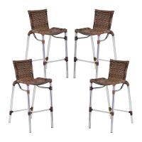 4 Banquetas Em Alumínio Fortaleza Alta Com Encosto Para Cozinha Edícula E Balcão Argila - 1