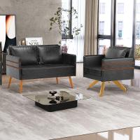 Kit 01 Namoradeira 02 Lugares E 01 Poltrona Mari Corano Preto Base De Madeira Ma30 - D'Rossi - 8