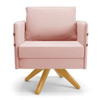 Kit 01 Namoradeira 02 Lugares E 02 Poltronas Mari Veludo Base De Madeira Ma30 - D'Rossi Rose - 6