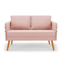 Kit 01 Namoradeira 02 Lugares E 02 Poltronas Mari Veludo Base De Madeira Ma30 - D'Rossi Rose - 7