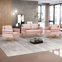 Kit 01 Namoradeira 02 Lugares E 02 Poltronas Mari Veludo Base De Madeira Ma30 - D'Rossi Rose - 8