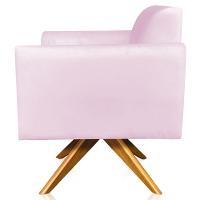 Kit 02 Poltronas Base Giratória Madeira Suede Rosa Bebê - 2
