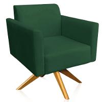 Kit 02 Poltronas Isabella Base Giratória Madeira Suede Verde - 21