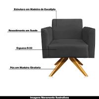 Poltrona Isabella Base Giratória Madeira Suede Preto - 5