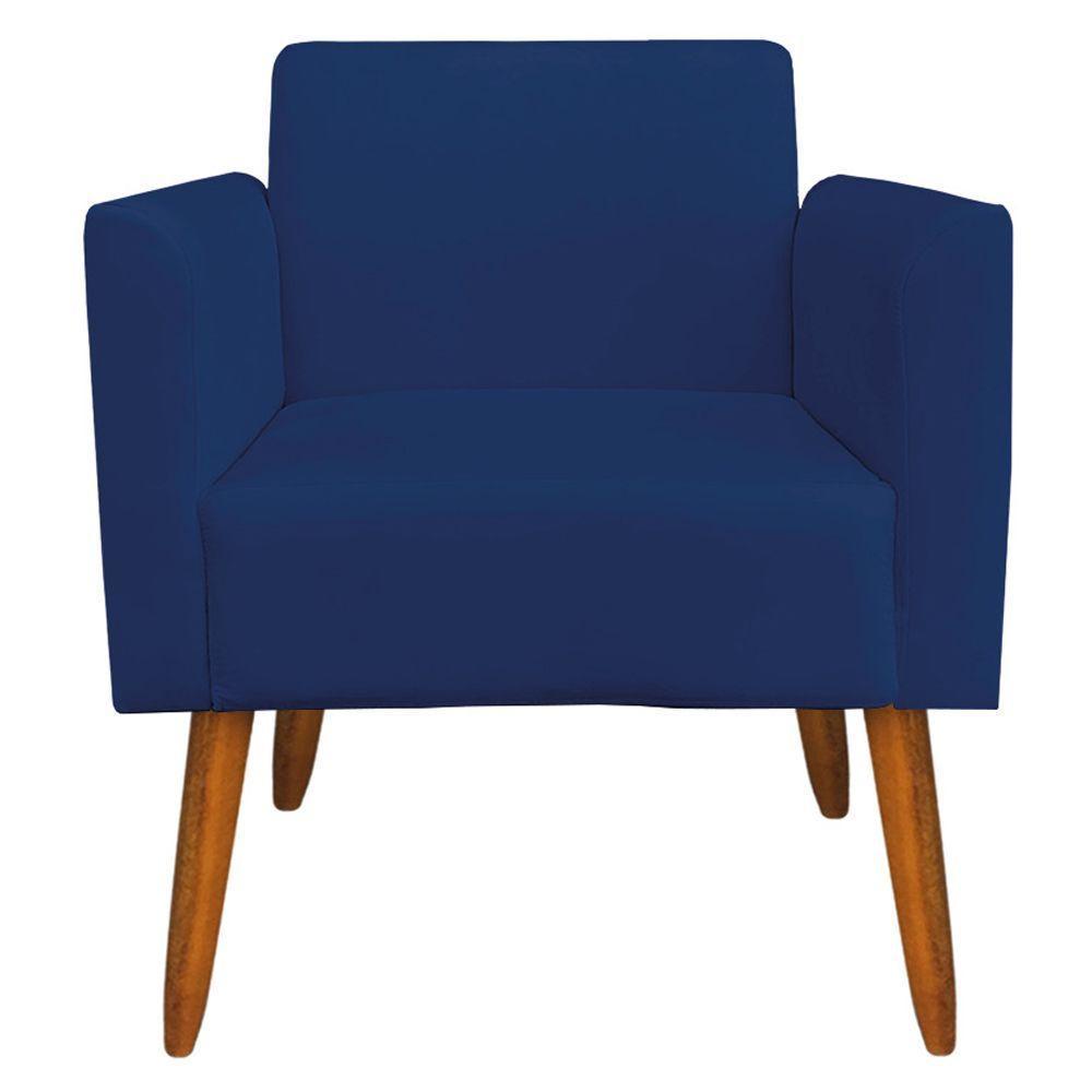 Kit 02 Poltronas Pés Palito Madeira Suede Azul Marinho - 4