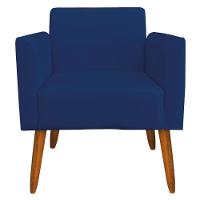 Kit 02 Poltronas Pés Palito Madeira Suede Azul Marinho