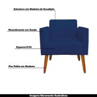 Kit 02 Poltronas Pés Palito Madeira Suede Azul Marinho - 6