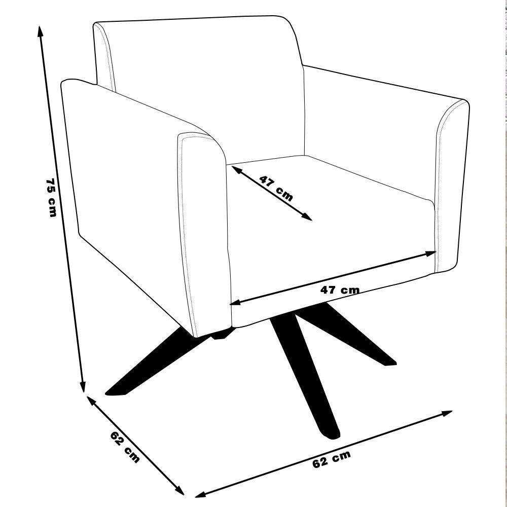 Kit 02 Poltronas Base Giratória Madeira Suede Marrom - 7