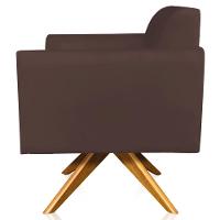 Kit 02 Poltronas Base Giratória Madeira Suede Marrom - 2