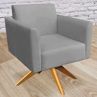 Kit 02 Poltronas Base Giratória Madeira Suede Grafite - 8