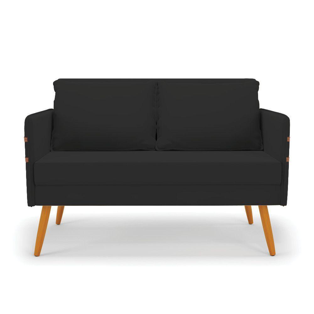 Kit 01 Namoradeira 02 Lugares E 01 Poltrona Mari Veludo Base De Madeira Ma30 - D'Rossi Preto - 8