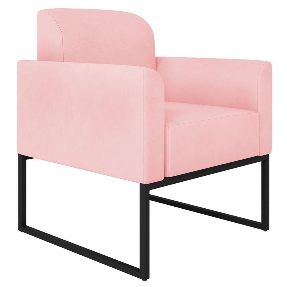 Poltrona Suede Rosa Bebê/Preto - 3