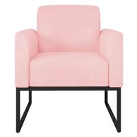 Poltrona Suede Rosa Bebê/Preto - 1