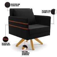 Kit 01 Namoradeira 02 Lugares E 02 Poltronas Mari Suede Preto Base De Madeira Ma30 - D'Rossi