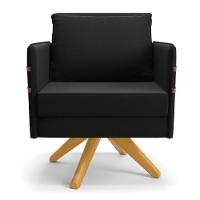 Kit 01 Namoradeira 02 Lugares E 02 Poltronas Mari Suede Preto Base De Madeira Ma30 - D'Rossi - 6