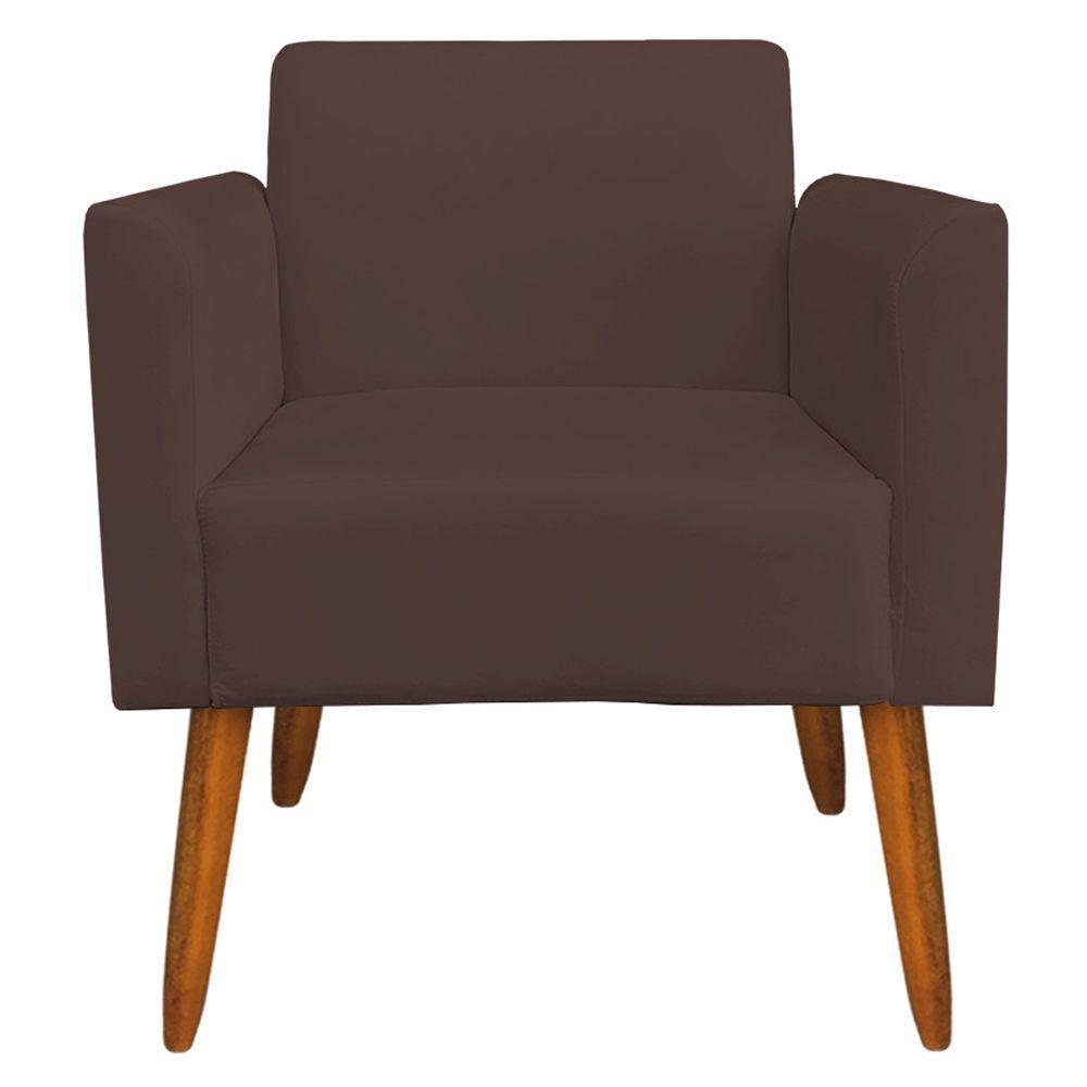 Kit 02 Poltronas Isabella Pés Palito Madeira Suede Marrom - 4