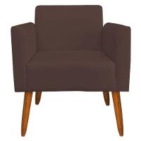 Kit 02 Poltronas Isabella Pés Palito Madeira Suede Marrom