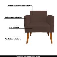 Kit 02 Poltronas Isabella Pés Palito Madeira Suede Marrom - 6