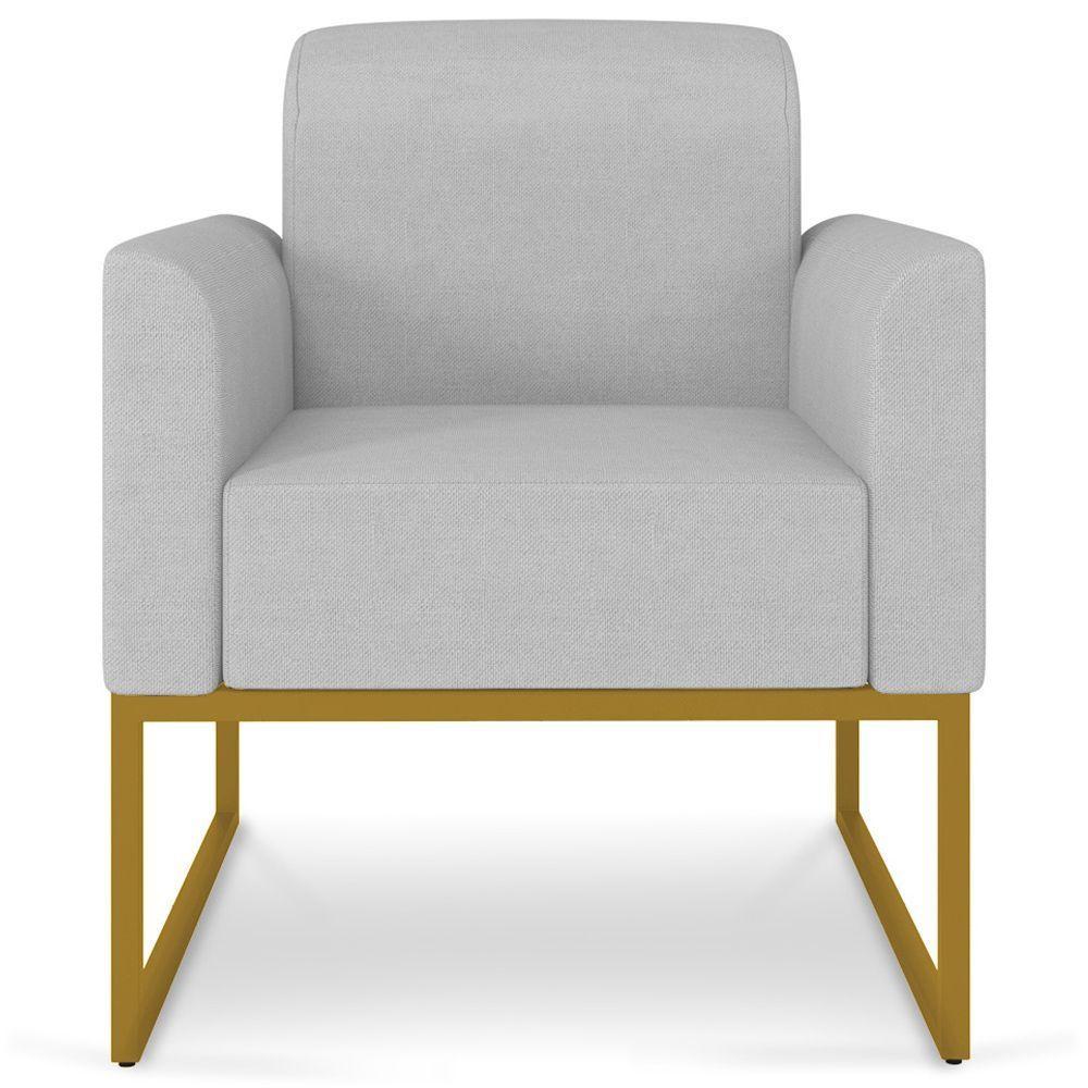 Kit 2 Poltronas Decorativas Linho Cinza/Dourado - 3