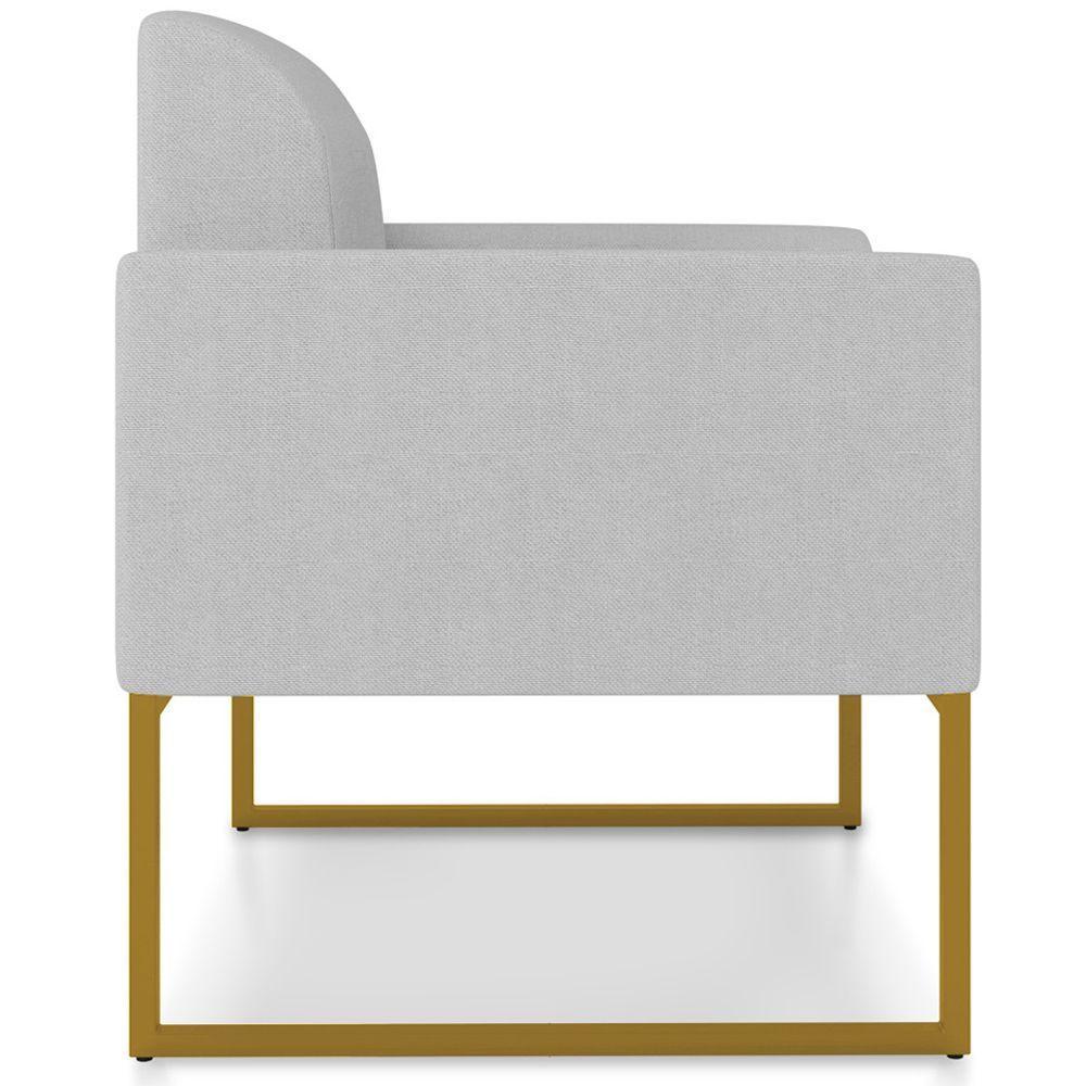 Kit 2 Poltronas Decorativas Linho Cinza/Dourado - 8