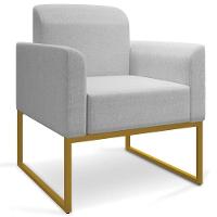 Kit 2 Poltronas Decorativas Linho Cinza/Dourado - 2