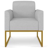 Kit 2 Poltronas Decorativas Linho Cinza/Dourado - 3