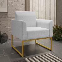 Kit 2 Poltronas Decorativas Linho Cinza/Dourado - 7