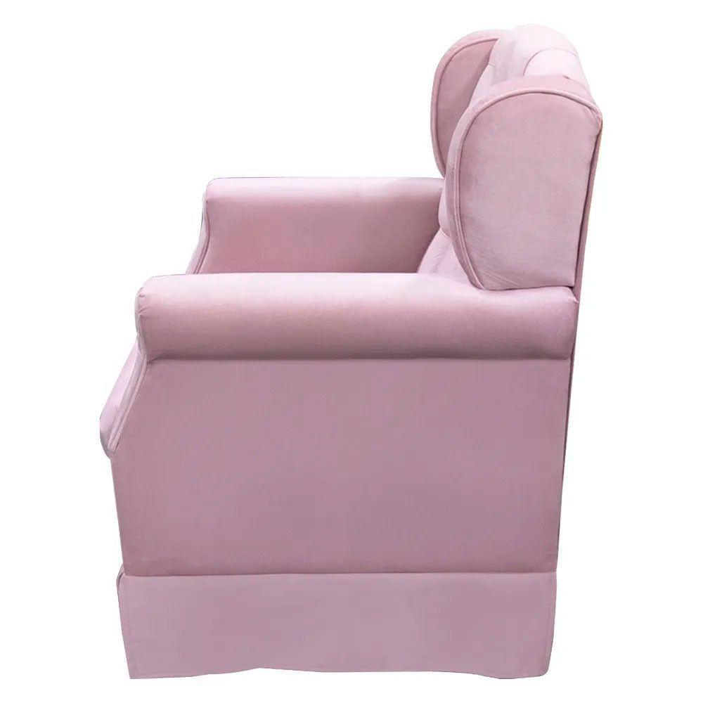 Poltrona Cadeira De Amamentação Balanço + Puff Ternura Material Sintético Rosa - Speciale Home Rosa - 6