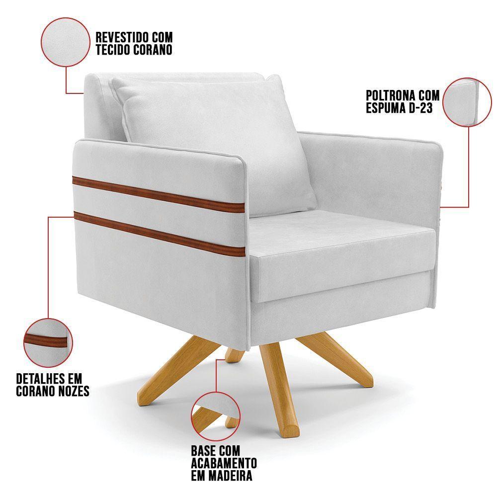 Kit 01 Namoradeira 02 Lugares E 02 Poltronas Mari Corano Base De Madeira Ma30 - D'Rossi Preto - 5