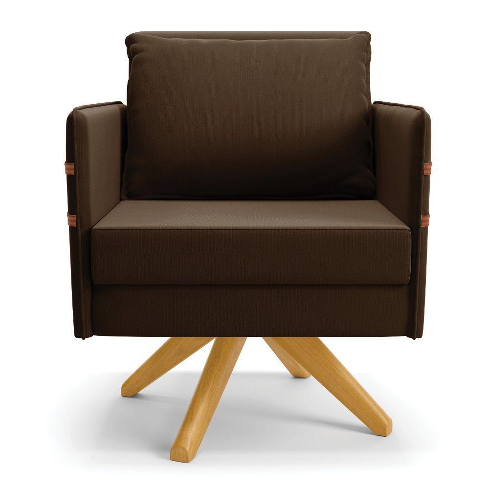 Kit 01 Namoradeira 02 Lugares E 02 Poltronas Mari Suede Marrom Base De Madeira Ma30 - D'Rossi - 6