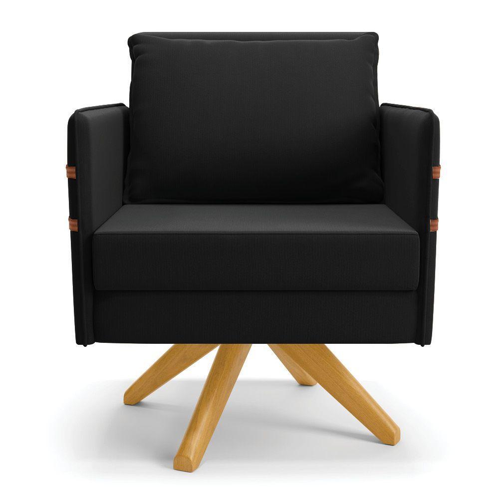 Kit 01 Namoradeira 02 Lugares E 02 Poltronas Mari Suede Base De Madeira Ma30 - D'Rossi Preto - 2