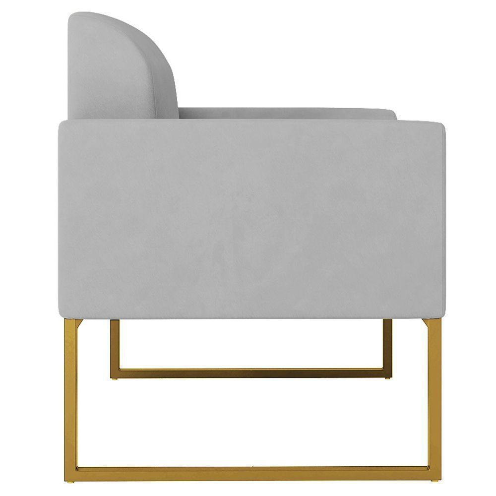 Kit 2 Poltronas Decorativas Suede Cinza/Dourado - 2