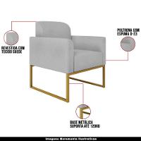 Kit 2 Poltronas Decorativas Suede Cinza/Dourado - 6