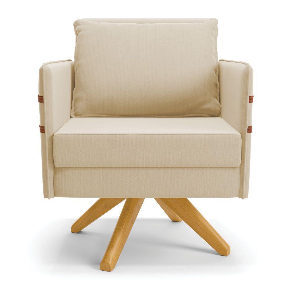 Kit 01 Namoradeira 02 Lugares E 02 Poltronas Mari Suede Bege Base De Madeira Ma30 - D'Rossi - 6