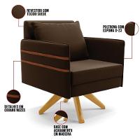 Kit 01 Namoradeira 02 Lugares E 02 Poltronas Mari Suede Base De Madeira Ma30 - D'Rossi Marrom