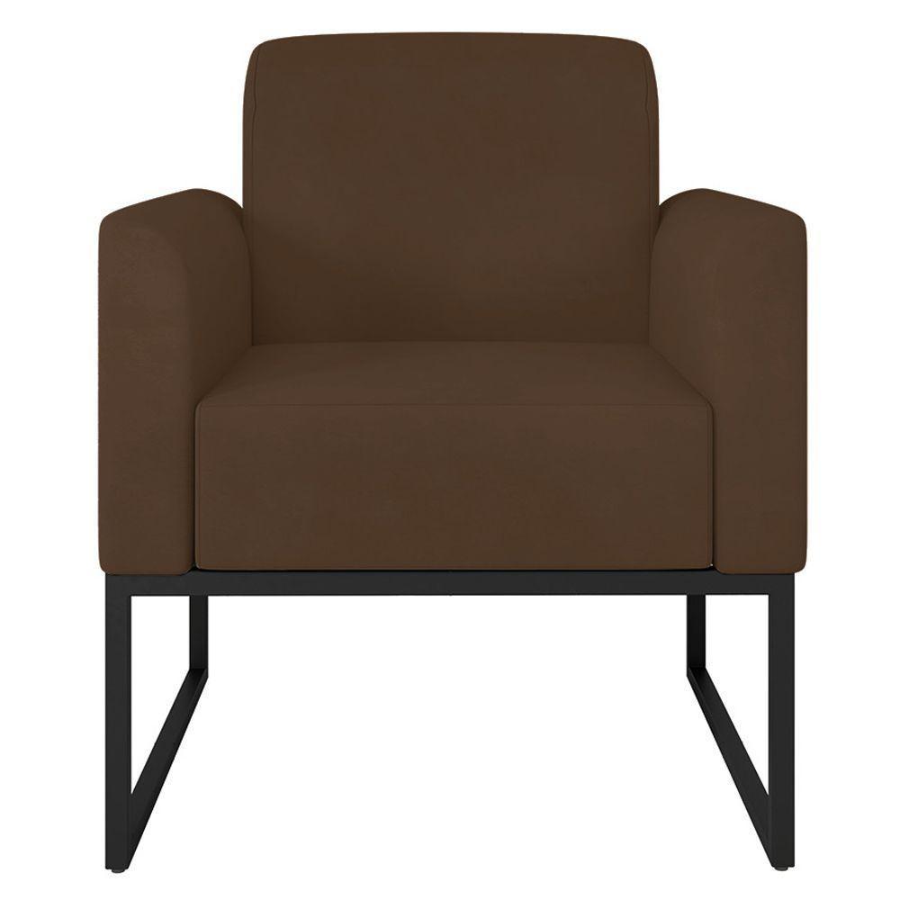 Kit 2 Poltronas Decorativas Suede Marrom/Preto - 4