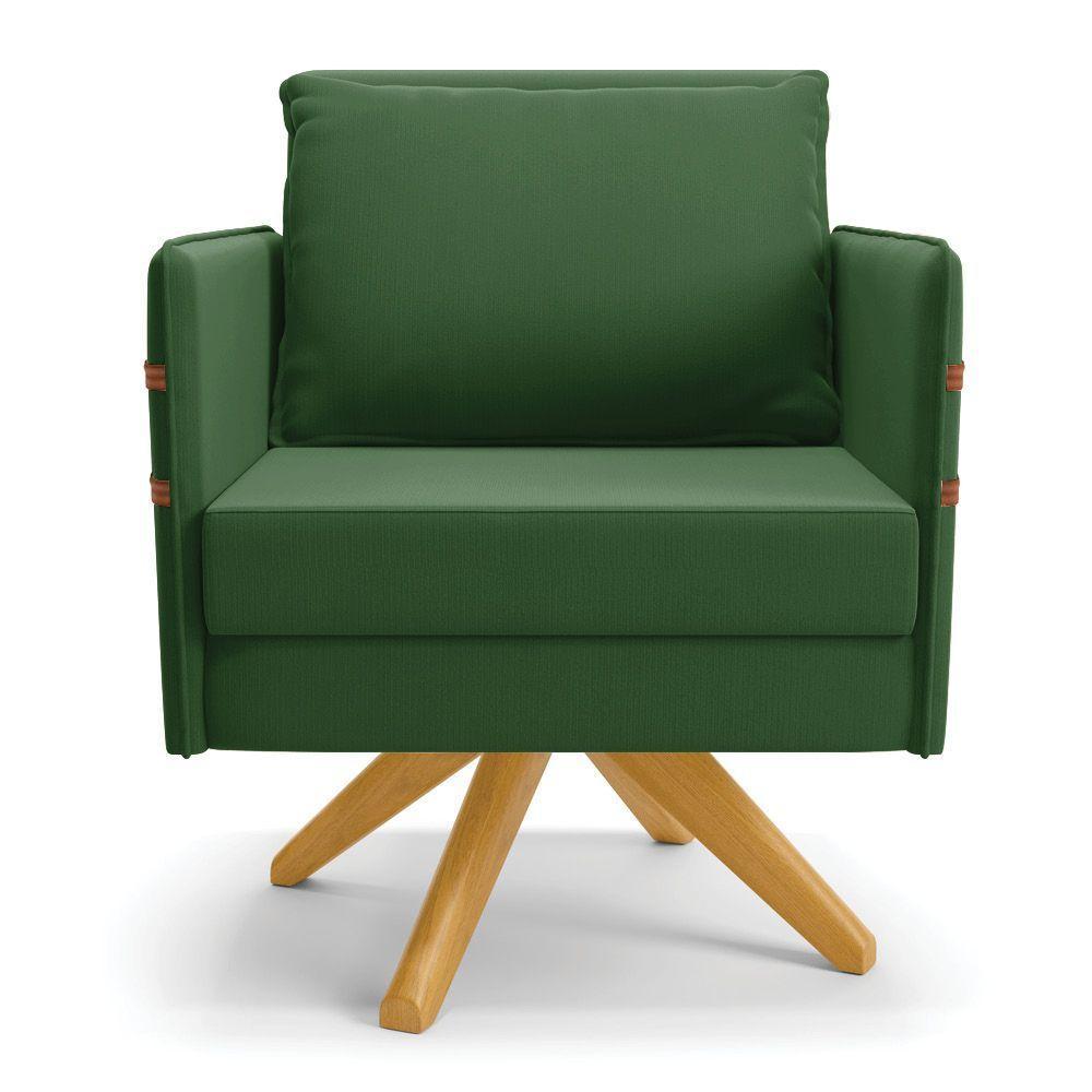 Kit 01 Namoradeira 02 Lugares E 02 Poltronas Mari Suede Verde Base De Madeira Ma30 - D'Rossi - 6