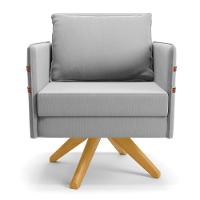 Kit 01 Namoradeira 02 Lugares E 02 Poltronas Mari Suede Base De Madeira Ma30 - D'Rossi Cinza - 6