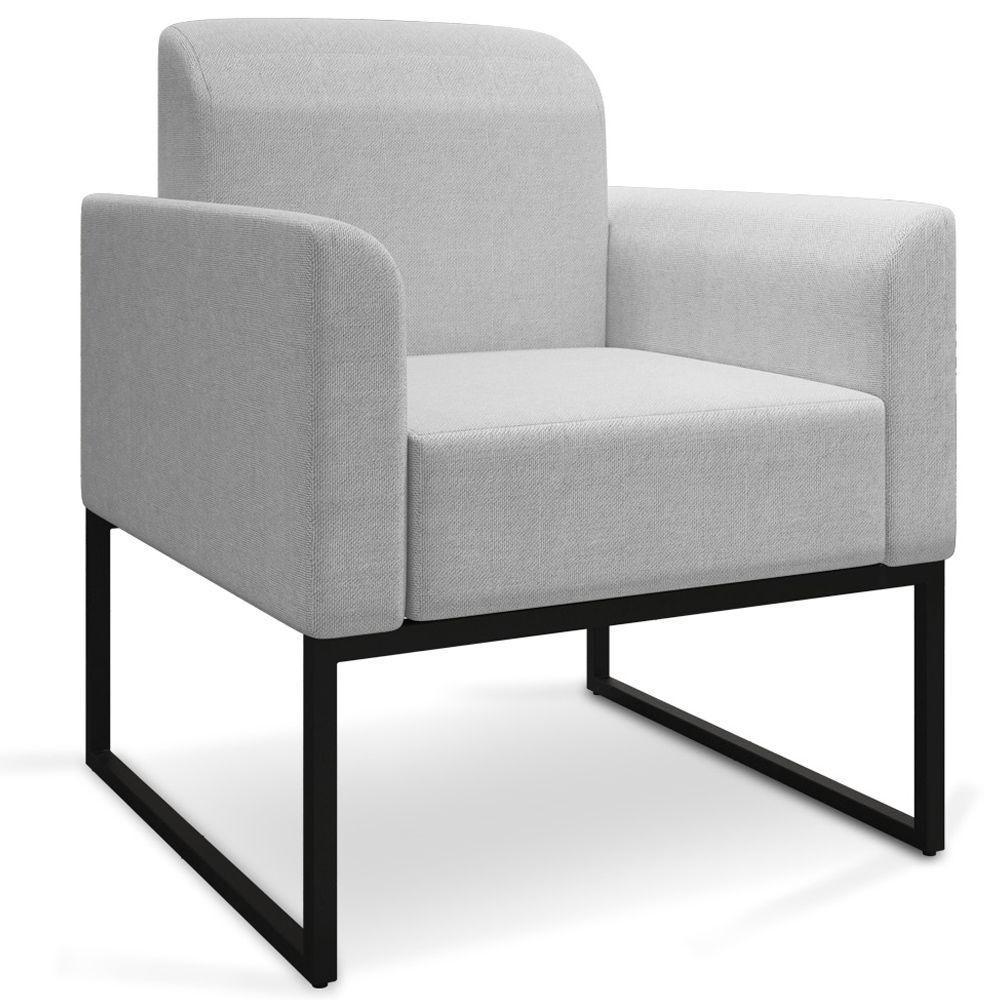 Kit 2 Poltronas Decorativas Linho Cinza/Preto - 3