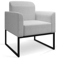 Kit 2 Poltronas Decorativas Linho Cinza/Preto - 3