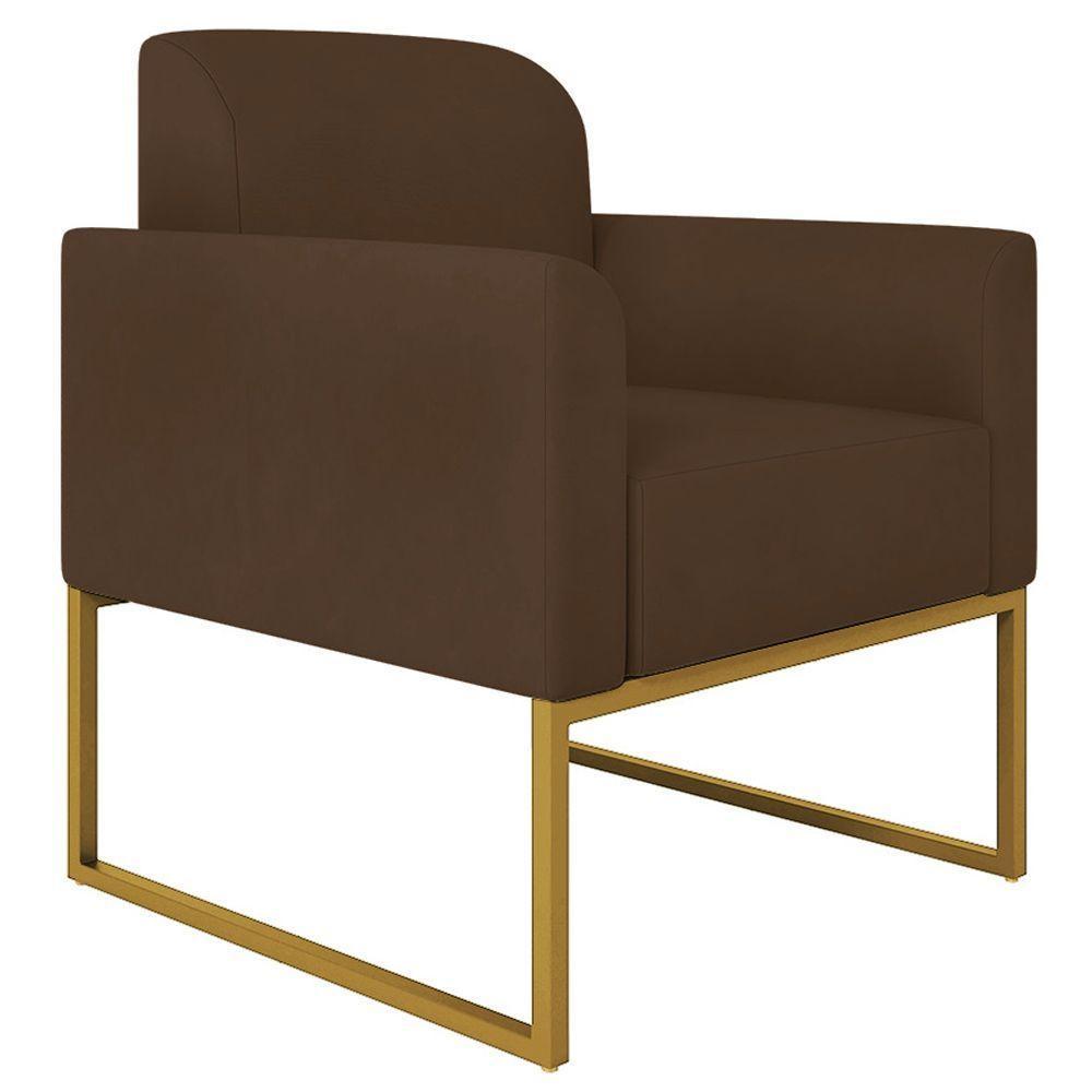 Kit 2 Poltronas Decorativas Suede Marrom/Dourado - 3