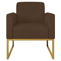Kit 2 Poltronas Decorativas Suede Marrom/Dourado
