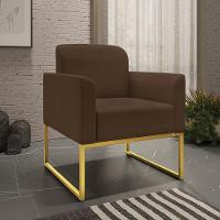 Kit 2 Poltronas Decorativas Suede Marrom/Dourado - 8