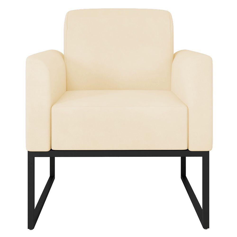 Kit 2 Poltronas Decorativas Suede Bege/Preto - 4