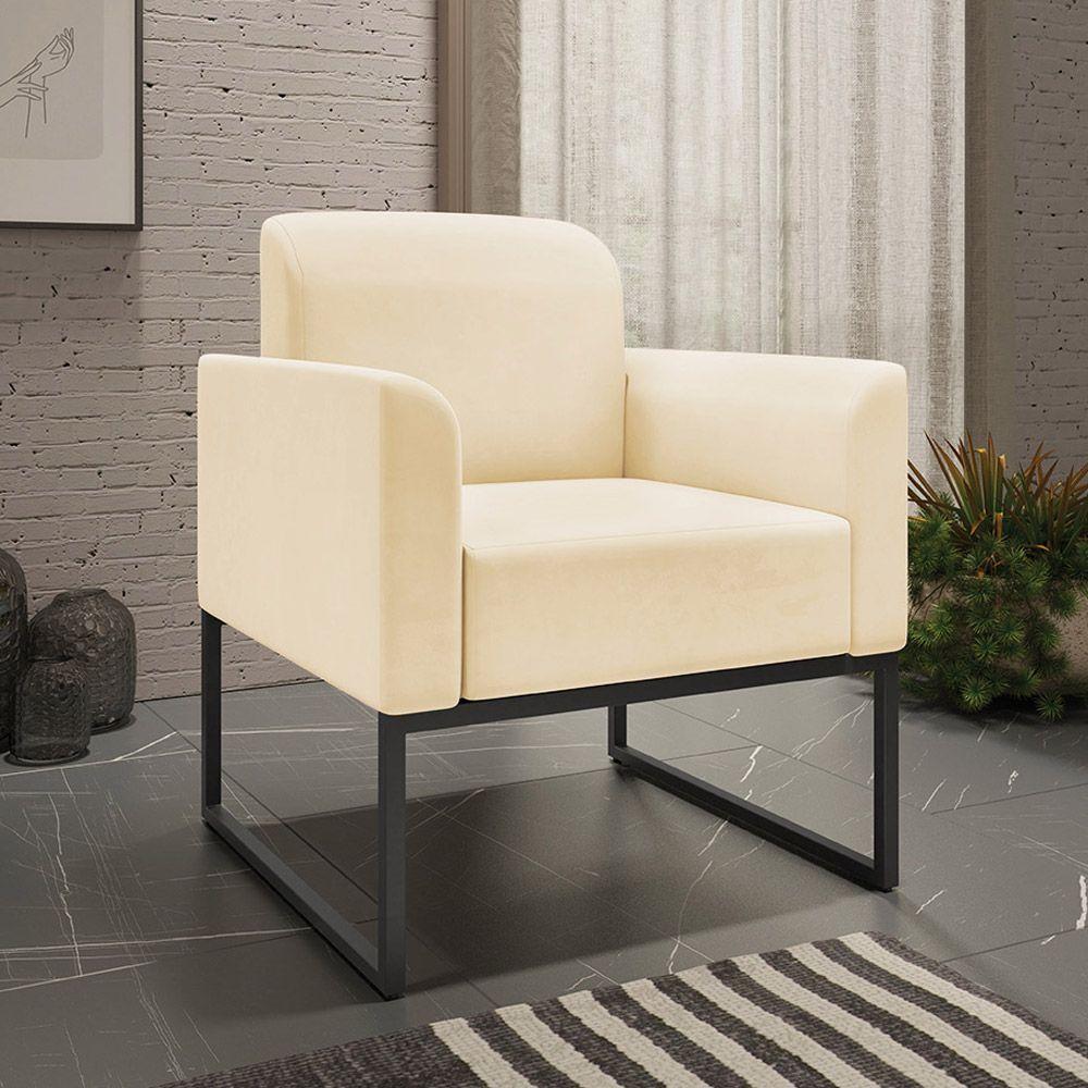 Kit 2 Poltronas Decorativas Suede Bege/Preto - 8