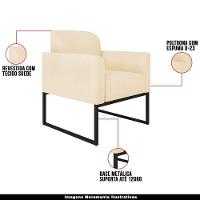 Kit 2 Poltronas Decorativas Suede Bege/Preto - 6