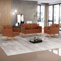 Kit 01 Namoradeira 02 Lugares E 01 Poltrona Mari Corano Nozes Base De Madeira Ma30 - D'Rossi - 8