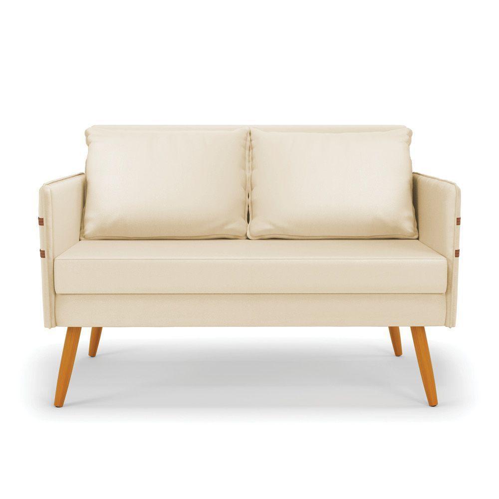 Kit 01 Namoradeira 02 Lugares E 02 Poltronas Mari Corino Base De Madeira Ma30 - D'Rossi Bege - 10