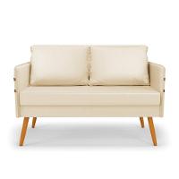 Kit 01 Namoradeira 02 Lugares E 02 Poltronas Mari Corino Base De Madeira Ma30 - D'Rossi Bege - 10